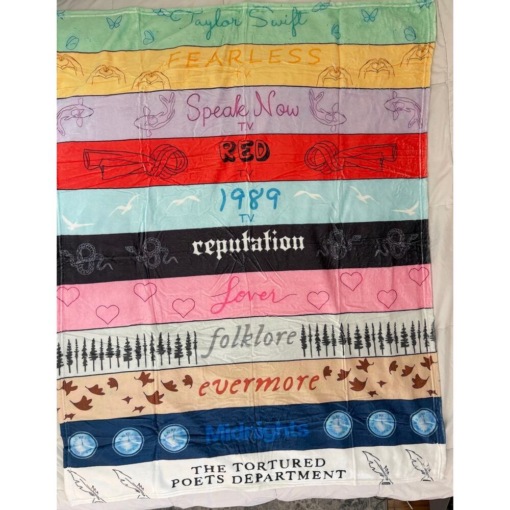 Taylor Swift Eras Tour Multicolor Fleece Blanket All Eras New